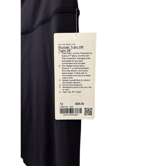NEW Lululemon Wunder Train HR Tight 28" Size 12 Black Authentic - Picture 3 of 4